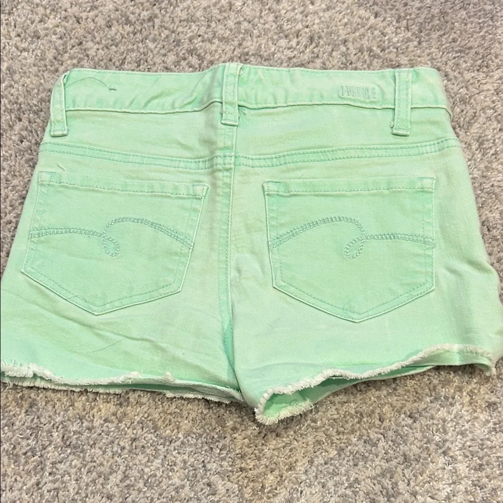 Justice Light Green Denim Kids Shorts